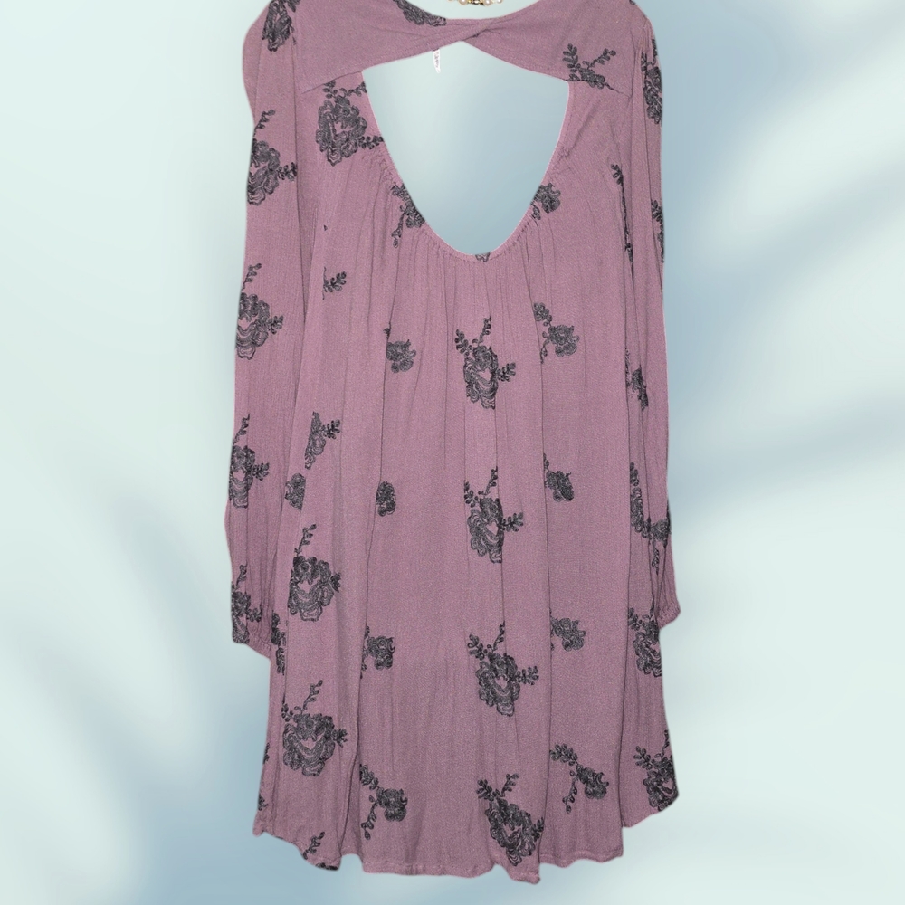 Free People Dusty Lilac Embroidered Tunic Dress - Picture 3 of 4